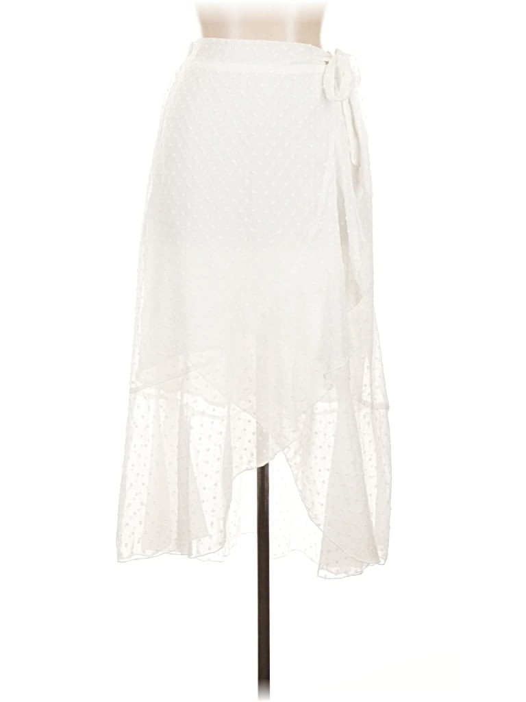 Hem & Thread Formal Skirt In White