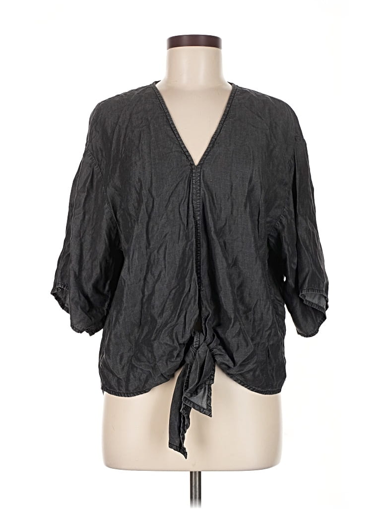 Pre-owned Elan 3/4 Sleeve Blouse In Black