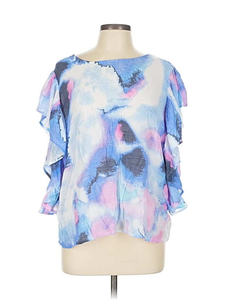 Pre-owned Zac & Rachel 3/4 Sleeve Blouse In Blue