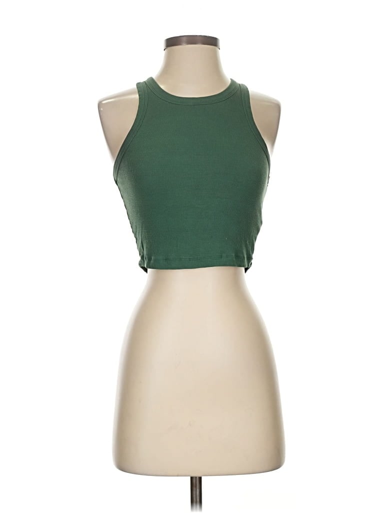 Pre-owned Sunday Best Tank Top Green Halter Neckline Tops