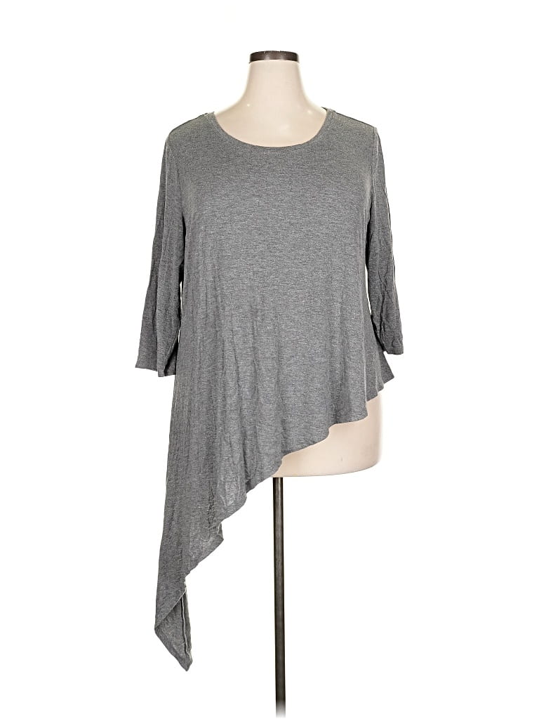 Pre-owned Soma 3/4 Sleeve Top Gray One Shoulder Neckline Tops