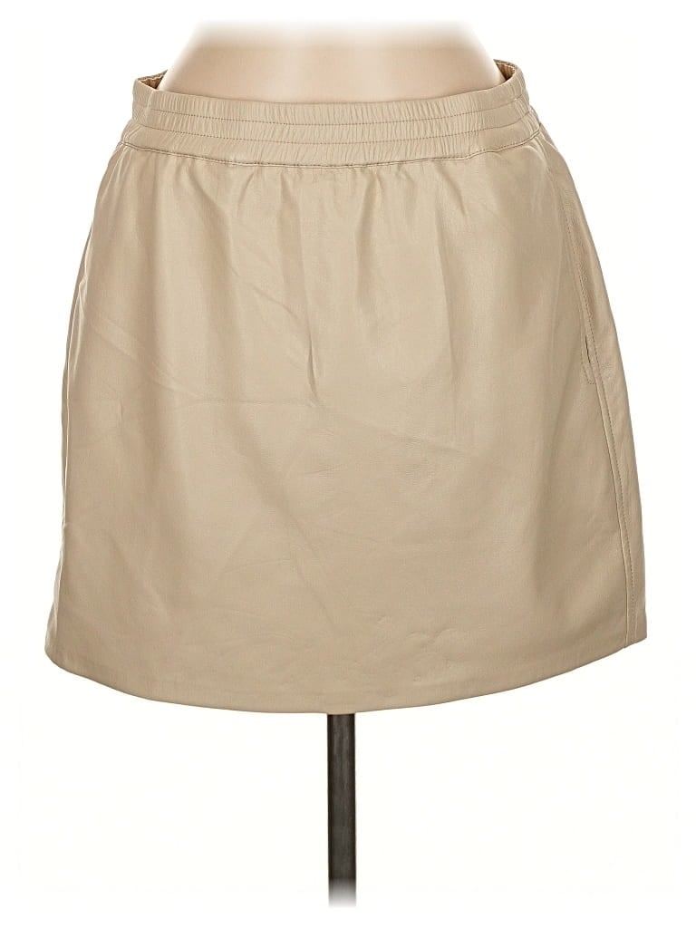 Pre-owned Babaton Faux Leather Skirt In Brown