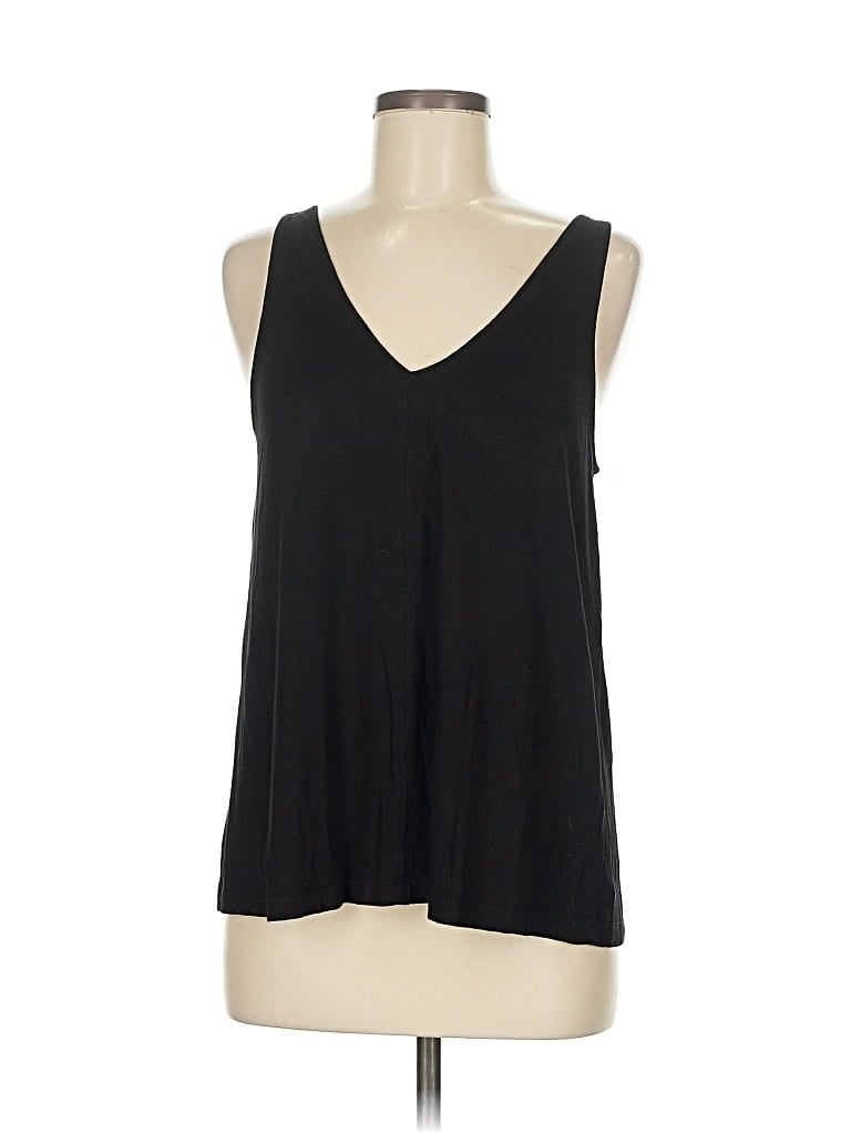 Pre-owned Peyton Jensen Tank Top Black Plunge Neckline Tops