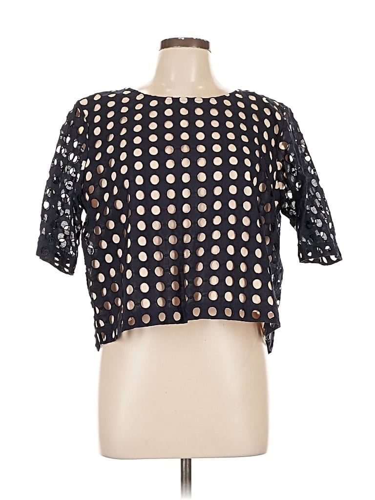 Pre-owned Ann Taylor Short Sleeve Blouse In Black