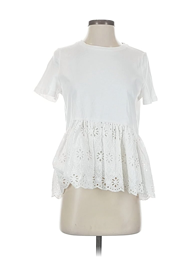 Pre-owned Broome Street Kate Spade New York Short Sleeve Top White Sweetheart Neckline Tops