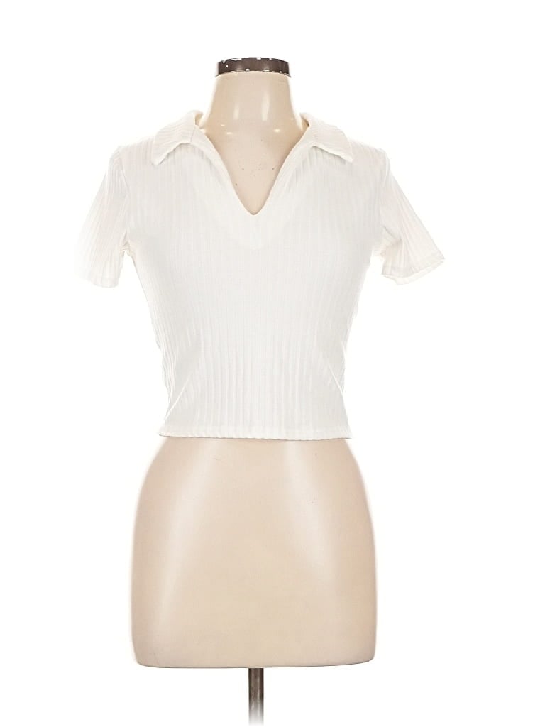 Pre-owned Livi Short Sleeve Turtleneck In White