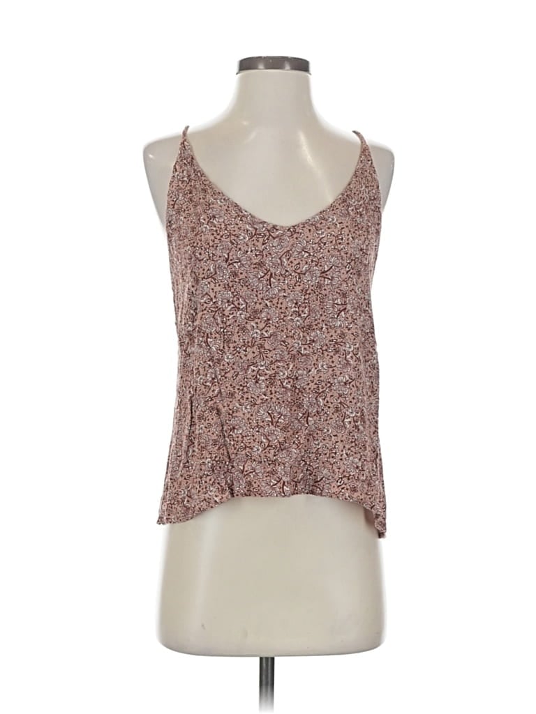 Pre-owned Self Contrast Sleeveless Top Brown Sweetheart Neckline Tops
