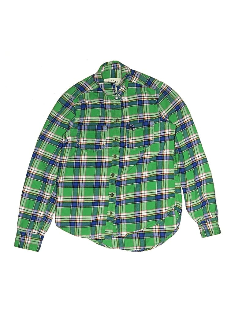 Pre-owned Abercrombie Kids' Long Sleeve Button Down Shirt In Green