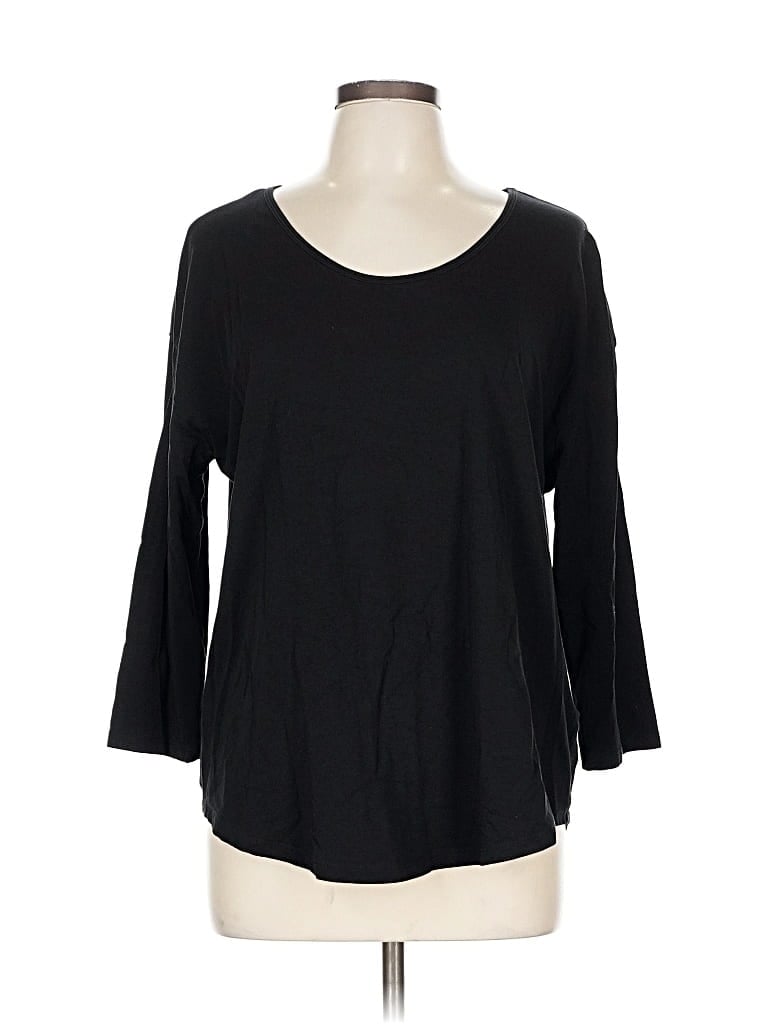 Pre-owned Lands' End 3/4 Sleeve T-shirt In Black