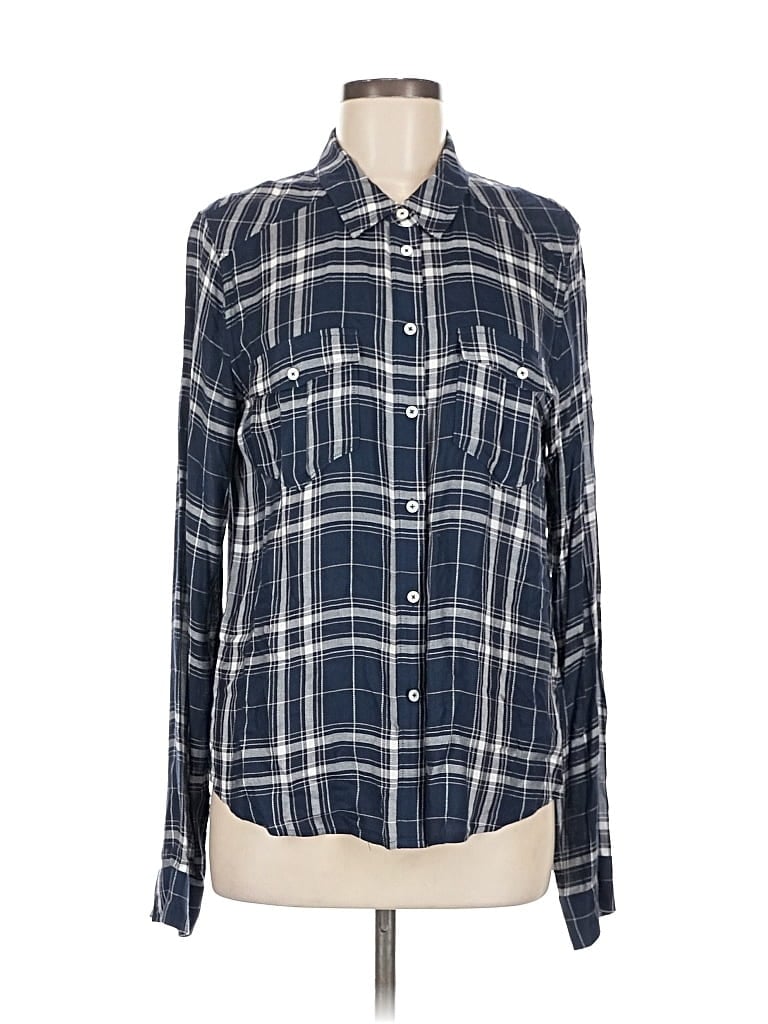 Pre-owned Paige Long Sleeve Button Down Shirt In Blue