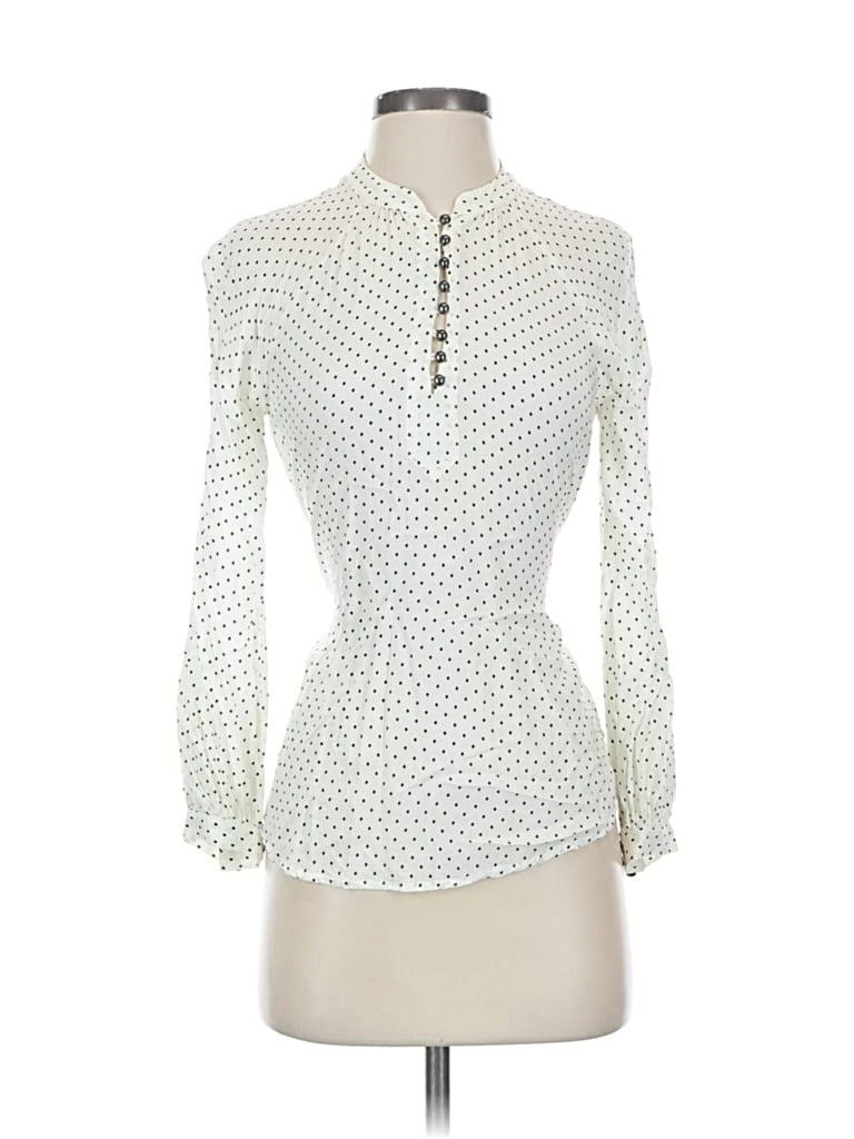 Pre-owned Maeve By Anthropologie Long Sleeve Blouse In White