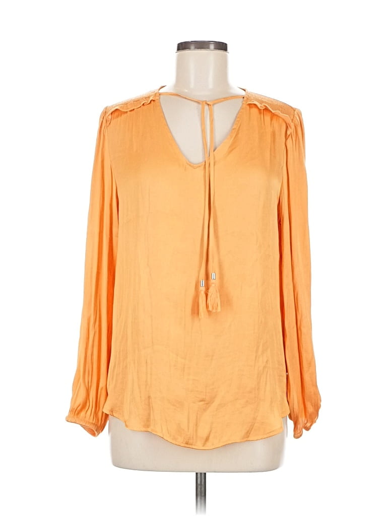 Pre-owned T Tahari Long Sleeve Blouse In Orange