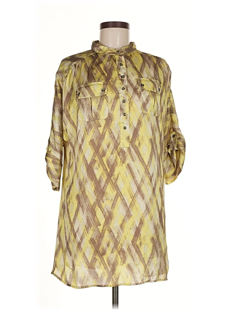 Pre-owned New York And Company 3/4 Sleeve Blouse In Yellow