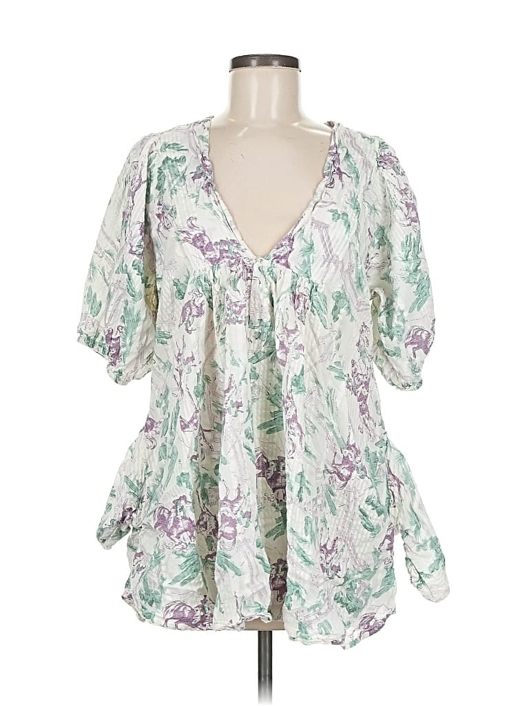 Pre-owned Kimchi Blue Short Sleeve Blouse In Green