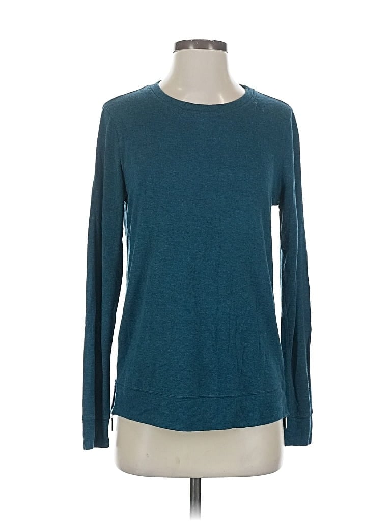 Pre-owned Matty M Long Sleeve Top Teal Crew Neck Tops In Blue