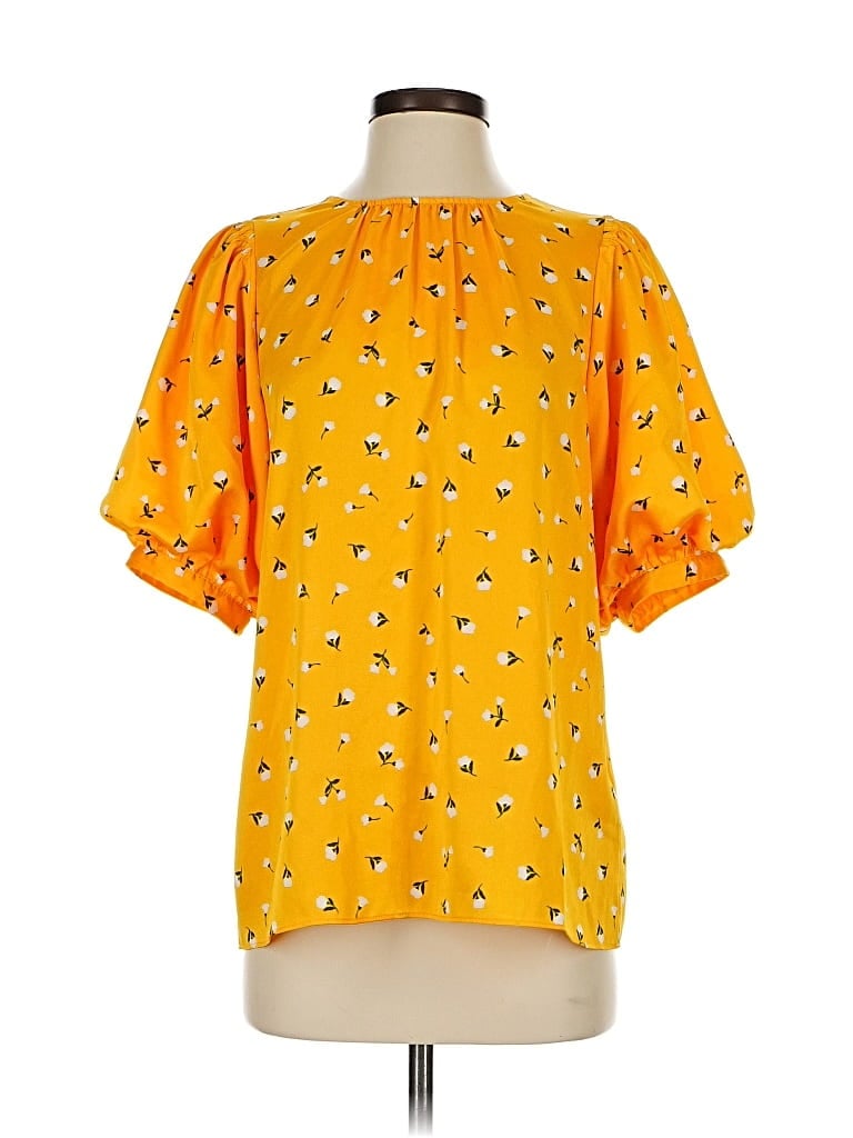 Pre-owned Kate Spade New York Short Sleeve Blouse In Yellow