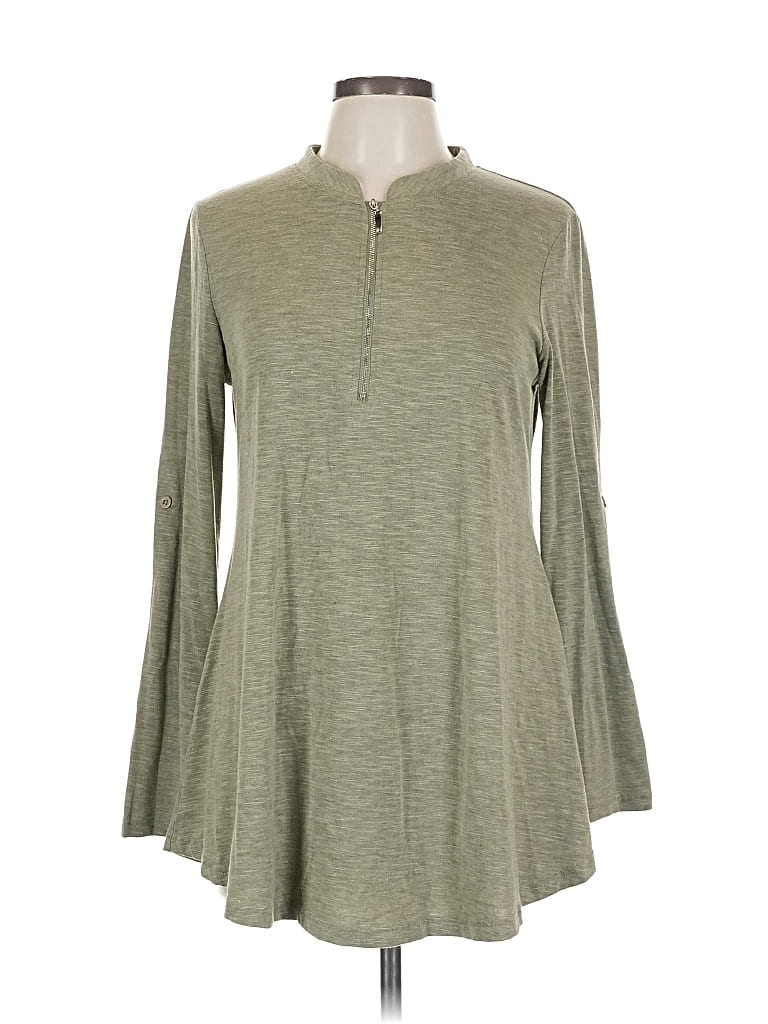 Pre-owned Timeson Long Sleeve Henley Shirt In Green