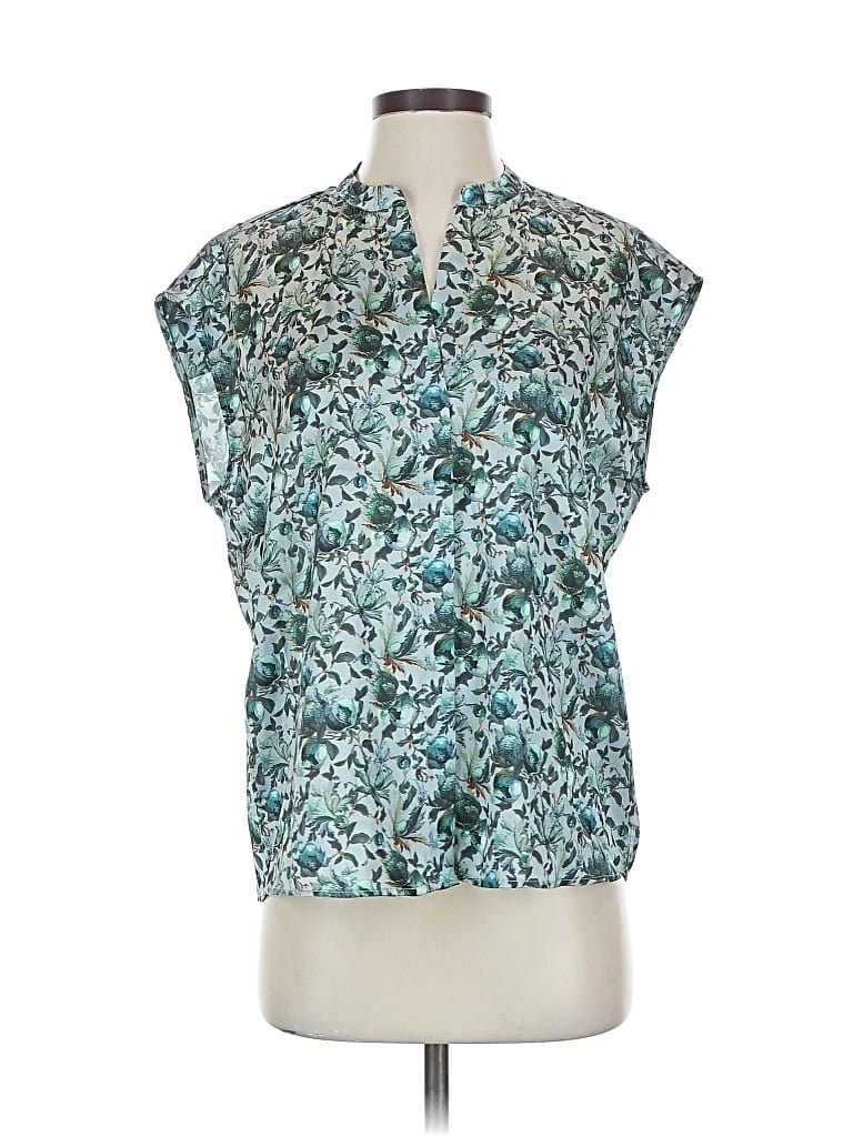 Pre-owned Elie Tahari Short Sleeve Blouse In Blue