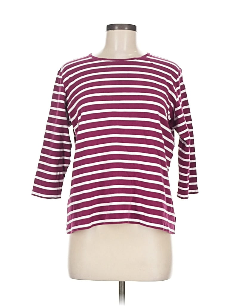 Pre-owned Kim Rogers 3/4 Sleeve Top Burgundy Boatneck Tops