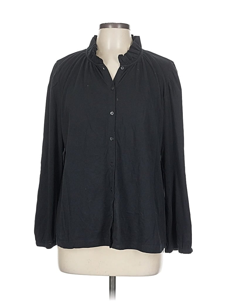 Pre-owned Unbranded Long Sleeve Polo Shirt In Black