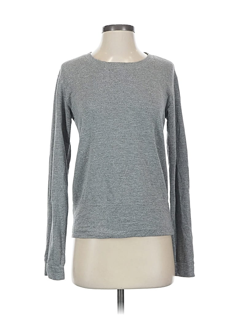 Pre-owned Monrow Long Sleeve Top Gray Crew Neck Tops