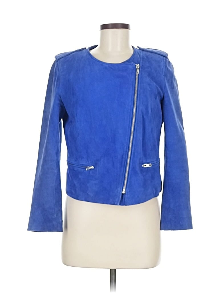 Pre-owned Sandro Leather Jacket In Blue