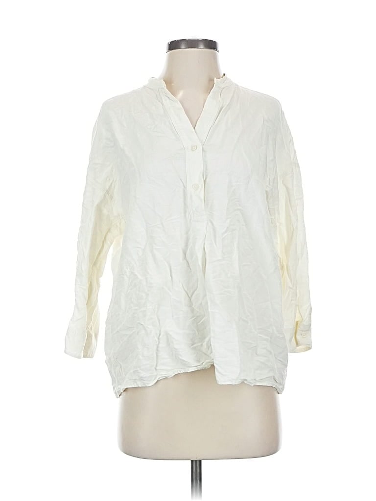 Pre-owned Uniqlo 3/4 Sleeve Blouse In White