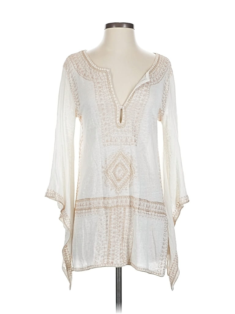 Pre-owned Calypso St Barth 3/4 Sleeve Blouse In White