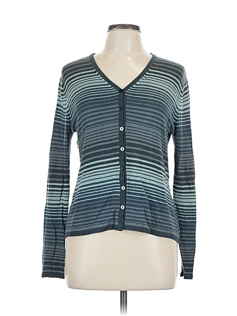 Pre-owned Kasper A.s.l. Silk Cardigan Sweater In Gray