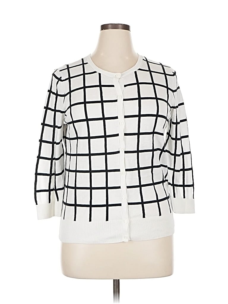 Pre-owned Halogen Cardigan Sweater In White