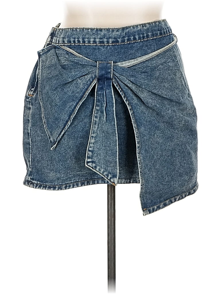 Pre-owned Shein Curve Denim Skirt In Blue