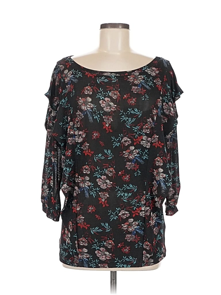 Pre-owned Free People 3/4 Sleeve Blouse In Black