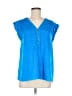 Rebecca Taylor 100% Polyester Blue Short Sleeve Blouse Size 6 - photo 1