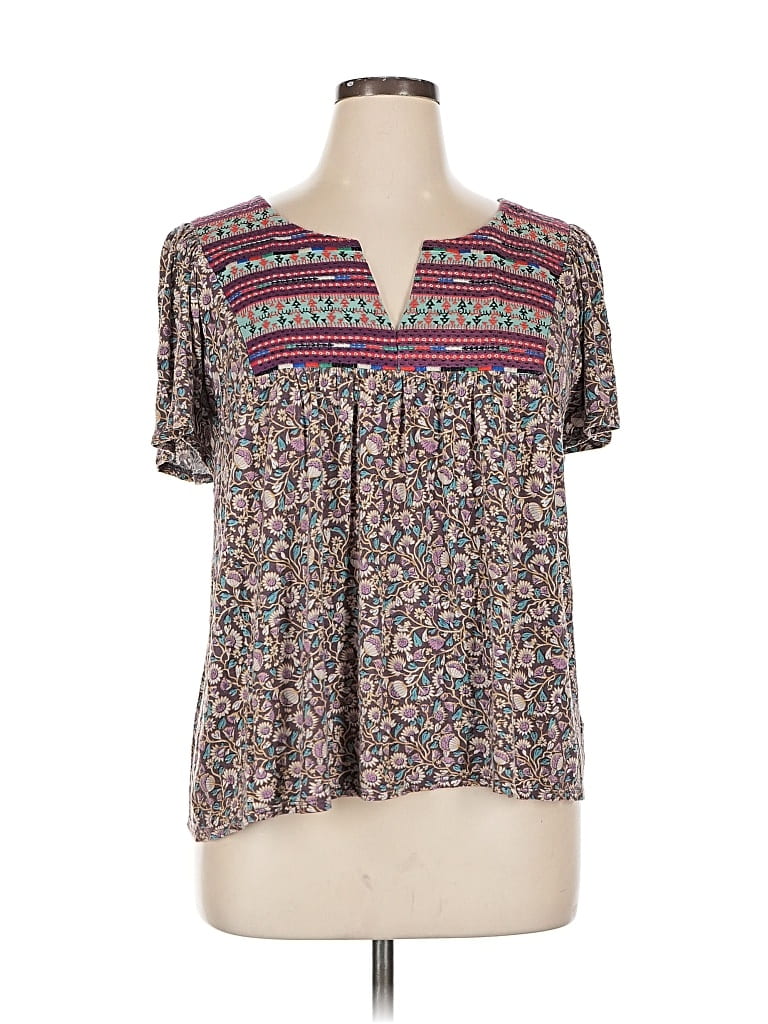 Pre-owned One September Short Sleeve Henley Shirt In Gray