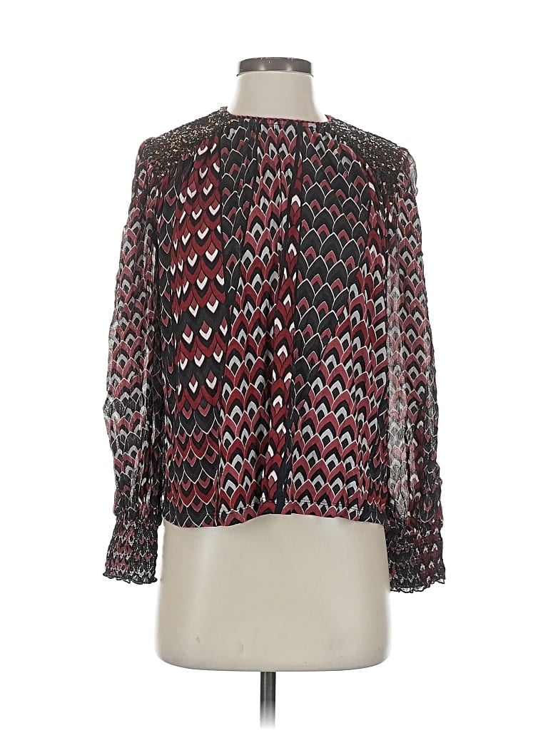 Pre-owned Blank London Long Sleeve Blouse In Burgundy