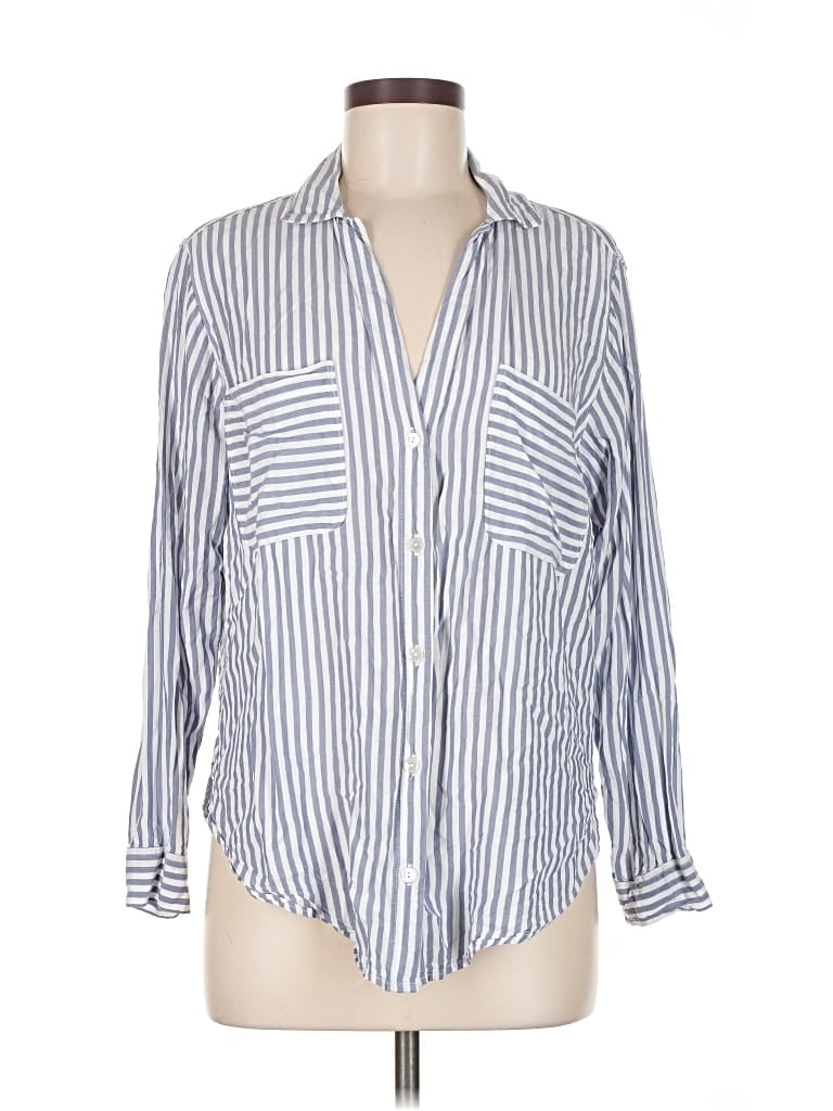 Pre-owned Abercrombie & Fitch 3/4 Sleeve Button Down Shirt In Blue