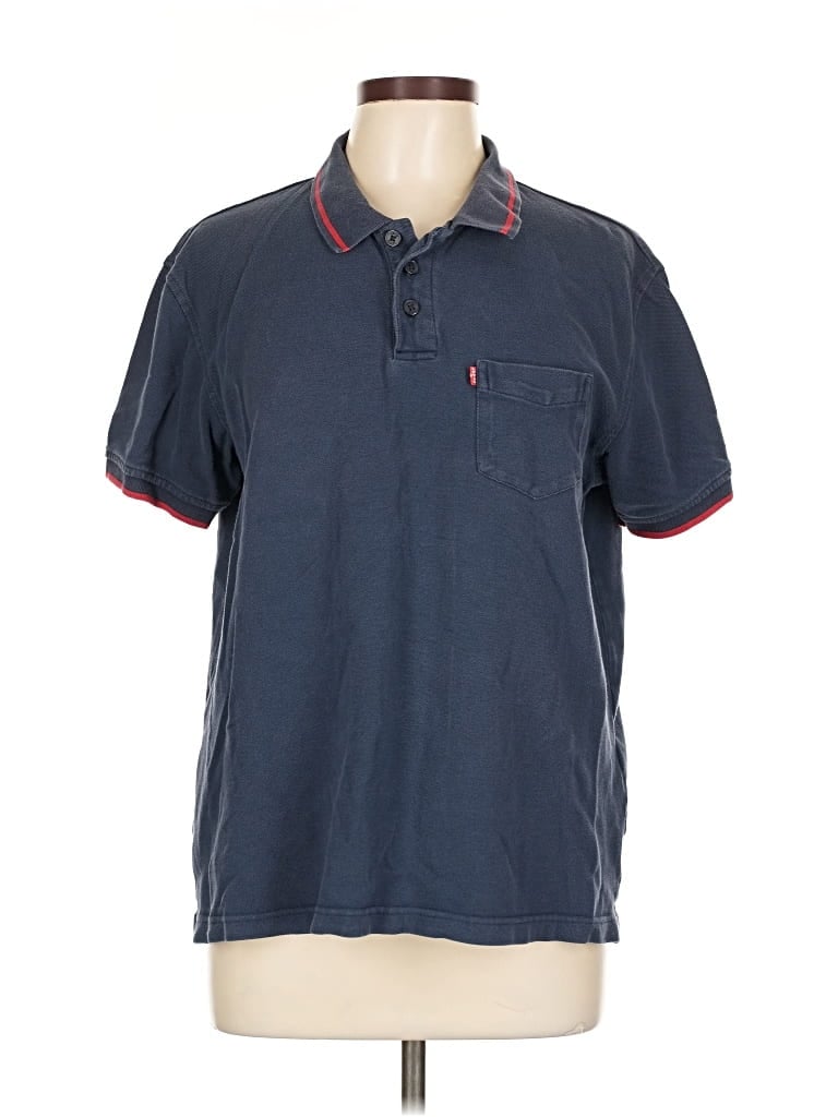 Pre-owned Levi's Short Sleeve Top Blue Collared Neckline Tops