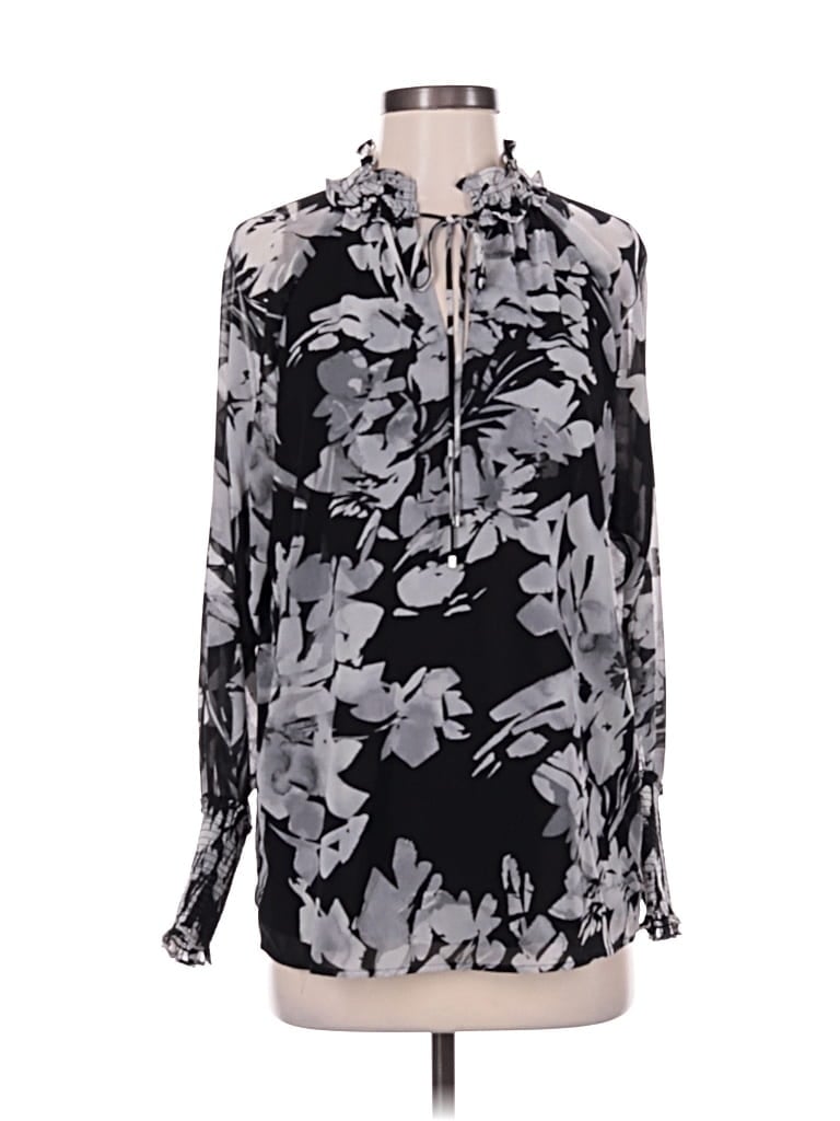 Pre-owned Calvin Klein Long Sleeve Blouse In Gray