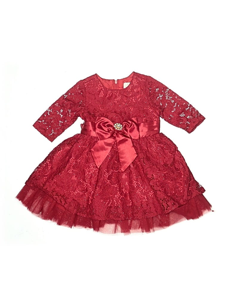 Pre-owned Rare Editions Babies' Dress In Burgundy