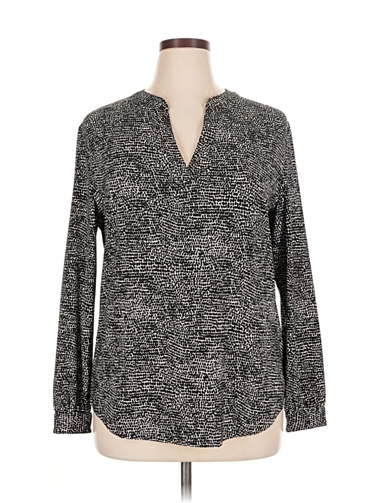 Pre-owned Anne Klein Long Sleeve Blouse In Gray