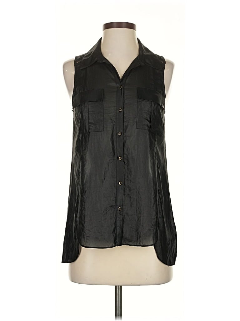Pre-owned Guess Sleeveless Button Down Shirt In Black