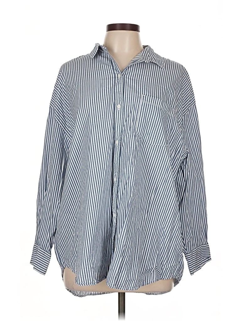 Pre-owned Old Navy Long Sleeve Button Down Shirt In Blue