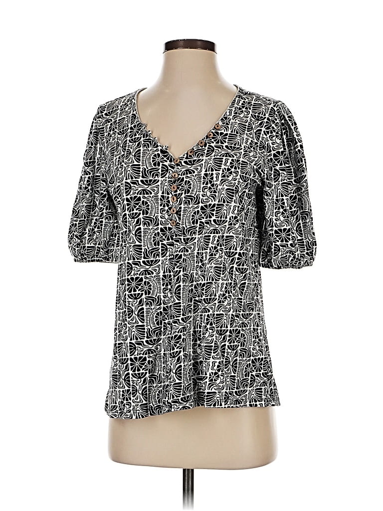 Pre-owned Intro Short Sleeve Blouse In Gray