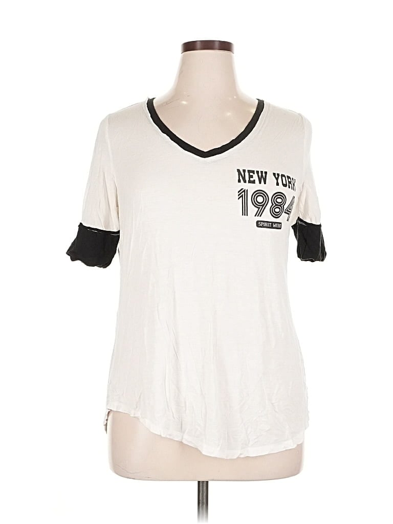 Pre-owned Joe Boxer Short Sleeve Top Ivory V Neck Tops In White
