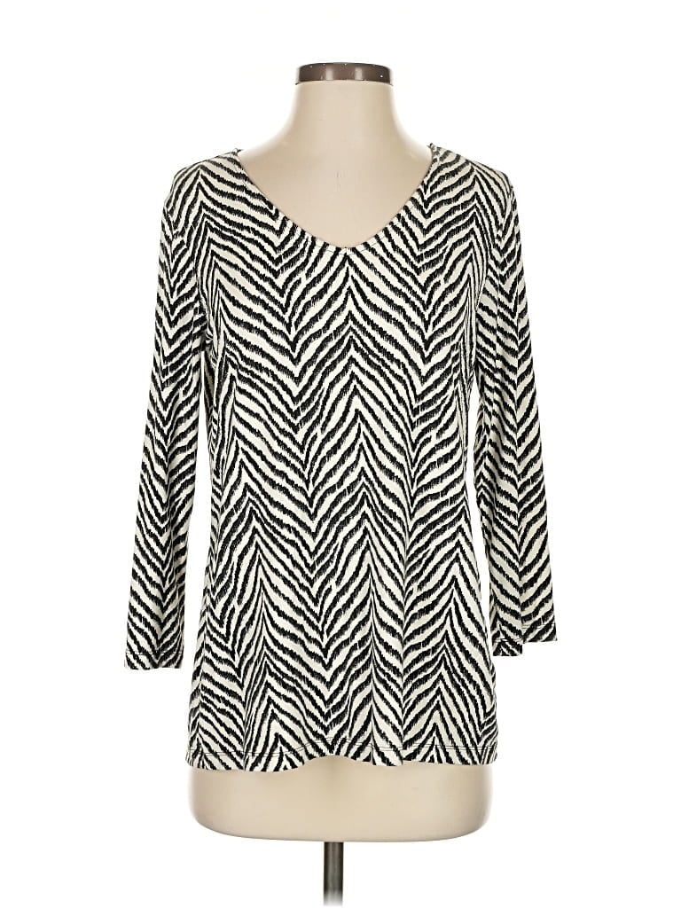 Pre-owned Susan Graver 3/4 Sleeve T-shirt In White