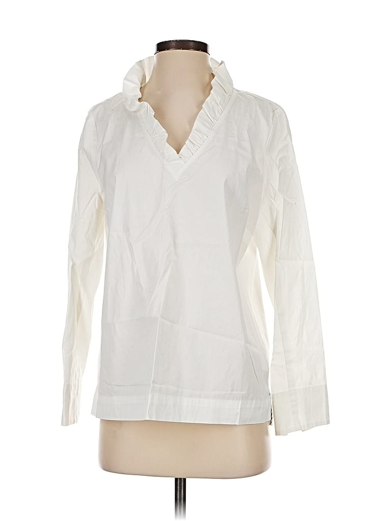 Pre-owned Vineyard Vines Long Sleeve Blouse In White