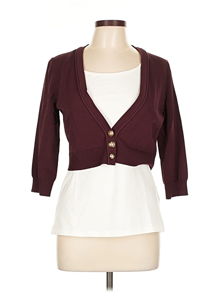 Karen Millen Cardigan Sweater In Burgundy