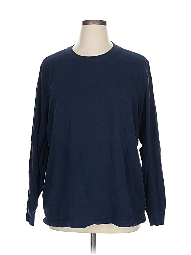 Pre-owned Lands' End Long Sleeve T-shirt In Blue