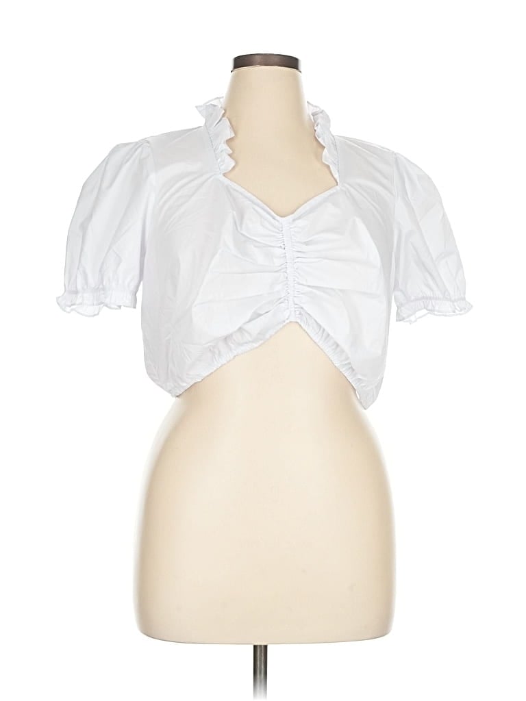Pre-owned Jasambac Tank Top White Ruffles Neckline Tops