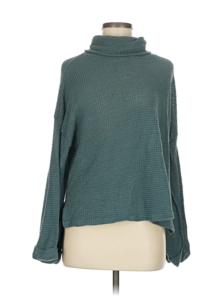 Pre-owned She + Sky Long Sleeve Turtleneck In Blue